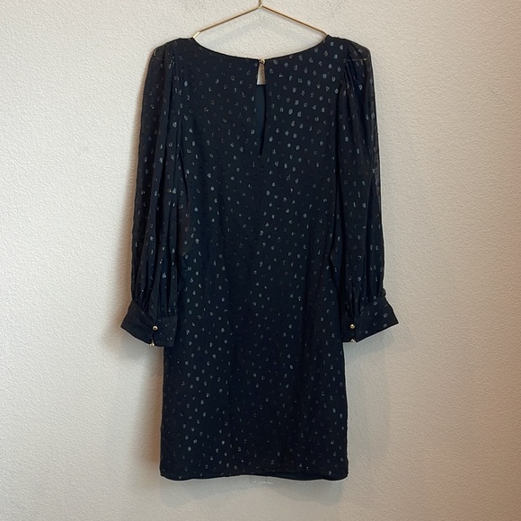 Lilly Pulitzer Maisel Silk Metallic Dot Black Long Sleeve Dress - Picture 9 of 11